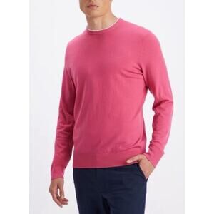 G/Fore Contrast Golf Pullover Sweater Mens Size M Pink Wool Lightweight Crew